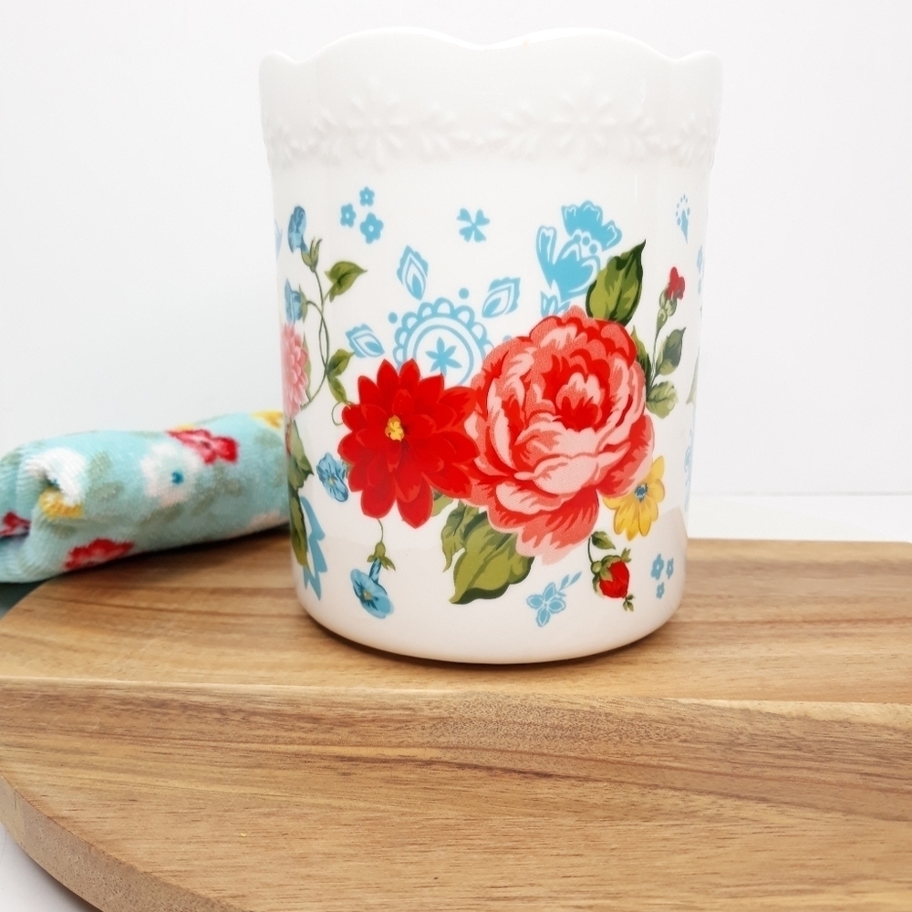 The Pioneer Woman Utensil Holder Crock Excellent Condition